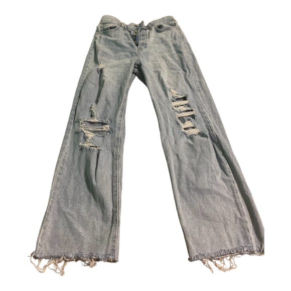 Wild Fable Light Blue Distressed Wide Leg Jeans - Picture 1 of 6